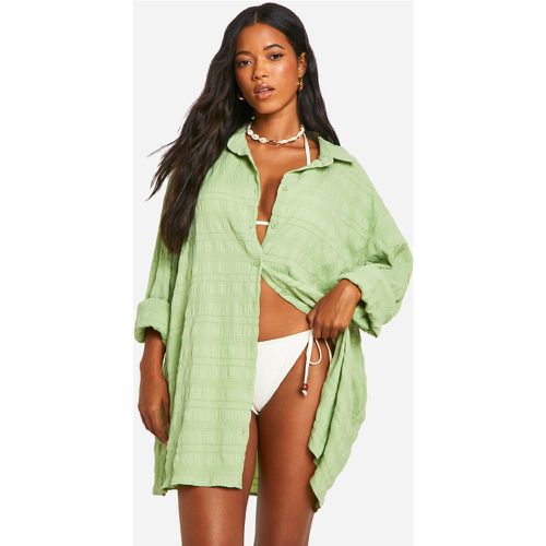 Chemise De Plage Oversize Froncée Texturée - M - boohoo - Modalova