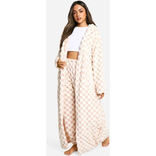 Robe De Chambre Longue En Polaire À Carreaux - S - boohoo - Modalova