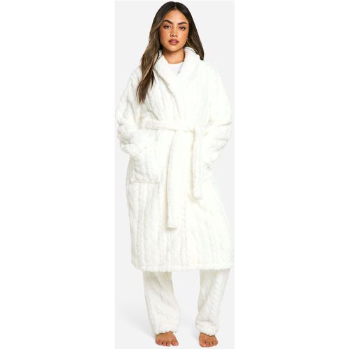 Robe De Chambre En Maille Torsadée - L - boohoo - Modalova