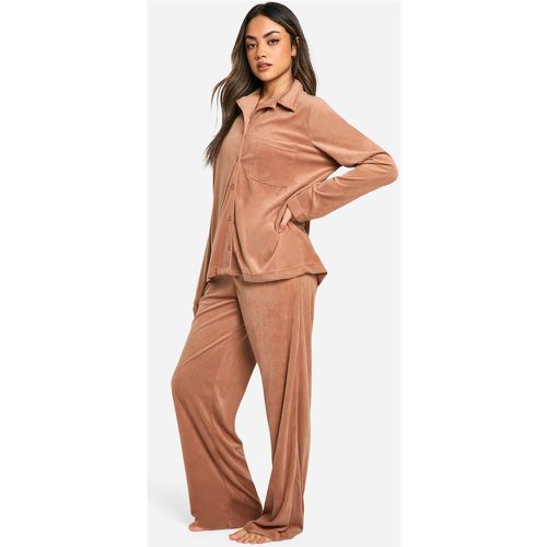 Ensemble De Pyjama Boutonné En Velours - 34 - boohoo - Modalova