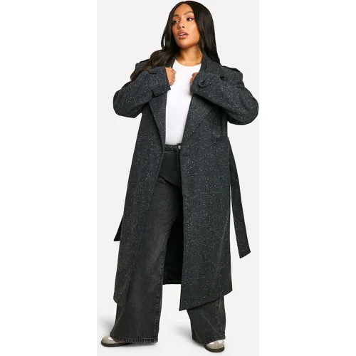 Grande Taille - Trench Effet Laine Texturé - 46 - boohoo - Modalova