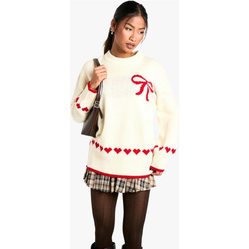 Pull De Noël Oversize À Imprimé Cœur - S - boohoo - Modalova