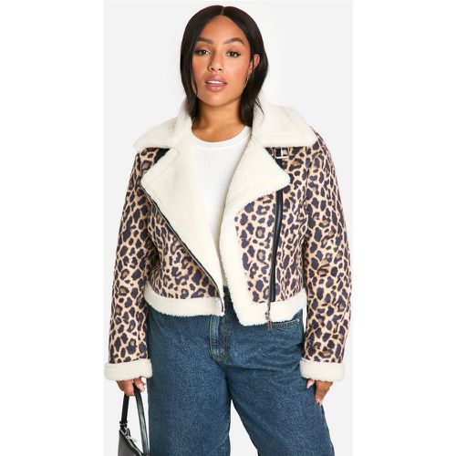 Grande Taille - Manteau Aviateur Oversize À Imprimé Léopard - 44 - boohoo - Modalova