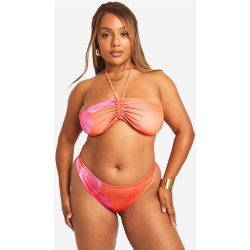 Grande Taille - Haut De Maillot Bandeau Fleuri - 46 - boohoo - Modalova