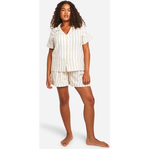 Grande Taille - Ensemble De Pyjama Rayé En Coton - 44 - boohoo - Modalova