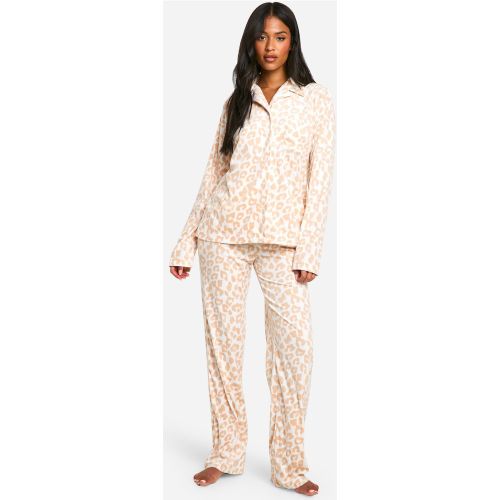 Tall" - Ensemble De Pyjama En Polaire À Imprimé Léopard - 38 - boohoo - Modalova