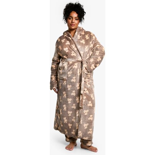 Grande Taille - Robe De Chambre Longue En Polaire À Imprimé Ours - 44-46 - boohoo - Modalova