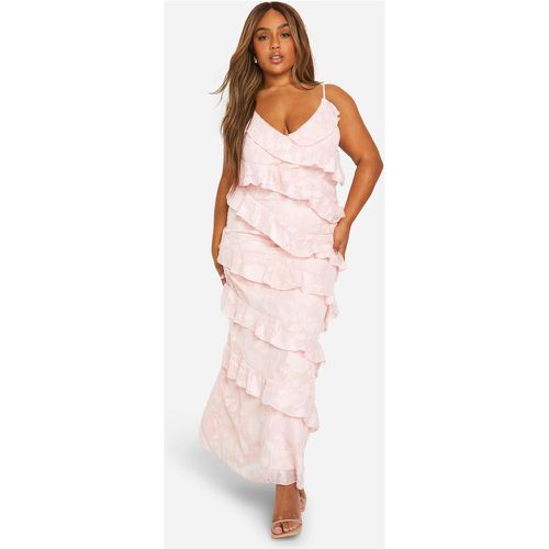 Grande Taille - Robe Asymétrique Longue Texturée À Volants - 50 - boohoo - Modalova