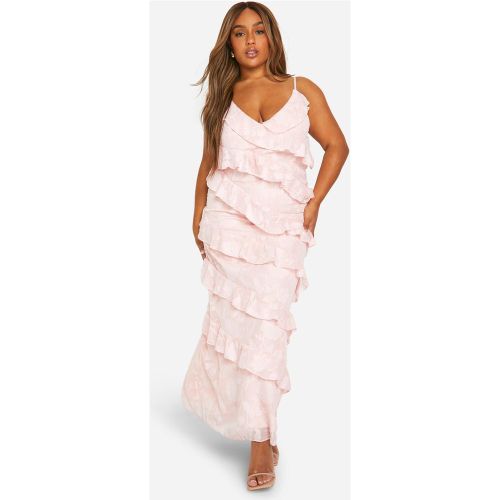 Grande Taille - Robe Asymétrique Longue Texturée À Volants - 56 - boohoo - Modalova