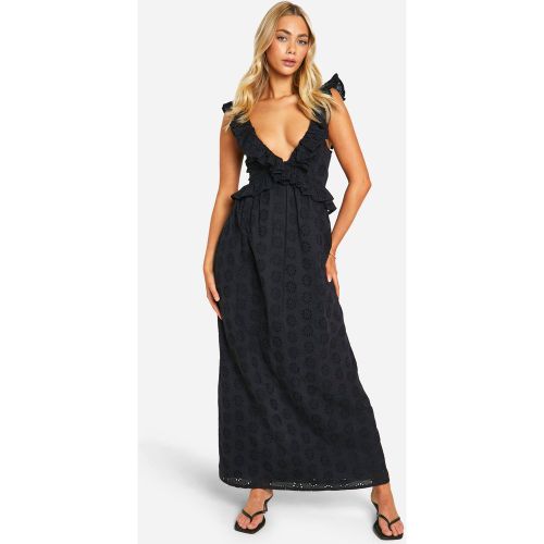 Robe Longue Brodée À Volants - 36 - boohoo - Modalova