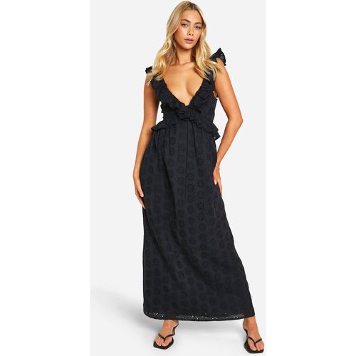 Robe Longue Brodée À Volants - 38 - boohoo - Modalova