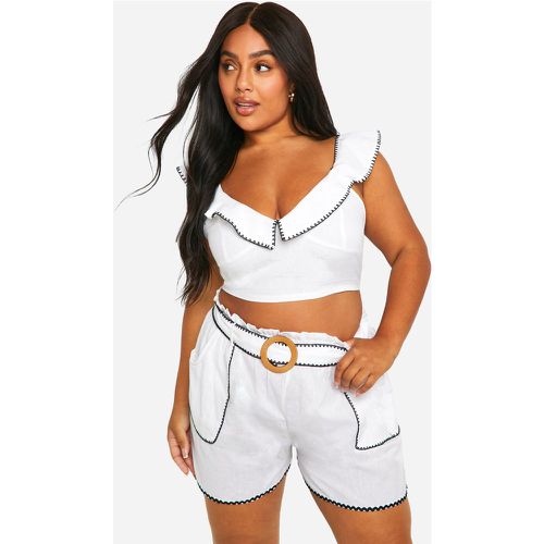 Grande Taille - Ensemble Avec Crop Top Et Short À Ceinture - 46 - boohoo - Modalova