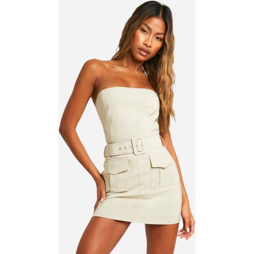 Robe Courte Utilitaire À Imprimé Bandeau - 36 - boohoo - Modalova