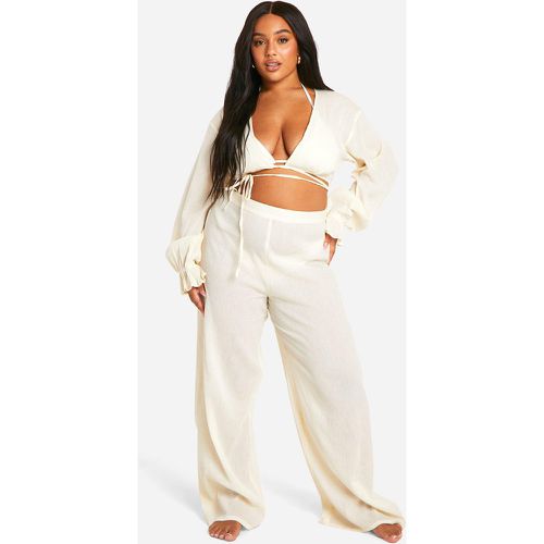 Plus" Tie Front Top And Trouser Beach Coord - boohoo - Modalova