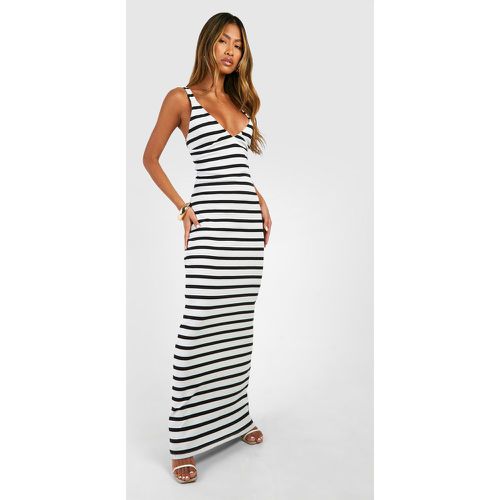 Robe Longue Rayée À Col V - 40 - boohoo - Modalova