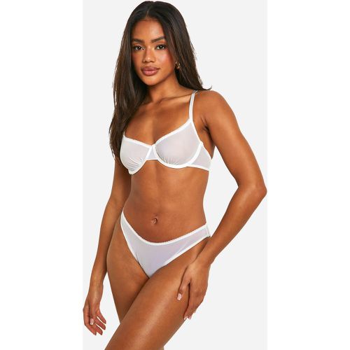 Ensemble De Lingerie En Mesh Avec Soutien-Gorge Et Culotte - L - boohoo - Modalova