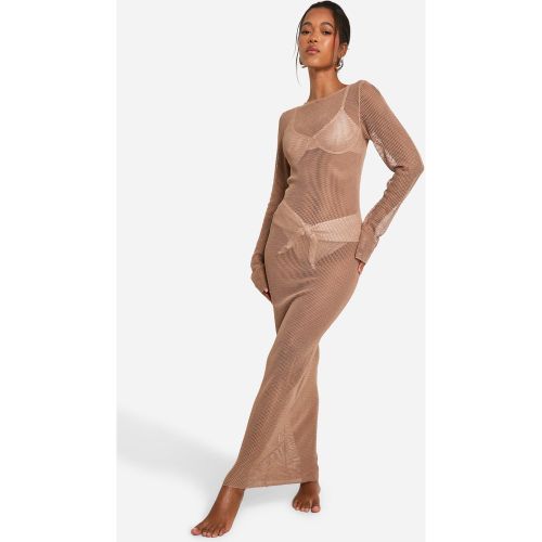 Robe Longue De Plage En Crochet À Dos Nu - S - boohoo - Modalova