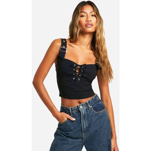 Corset À Lacets Et Manches Longues - 34 - boohoo - Modalova