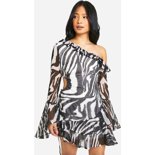 Petite" - Robe Courte Plissée À Imprimé - 42 - boohoo - Modalova