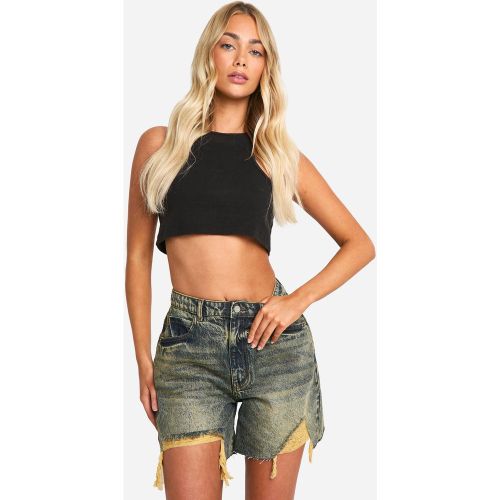 Short En Jean Déchiré - 40 - boohoo - Modalova