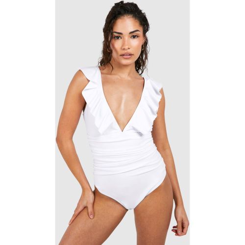 Petite" - Maillot De Bain Une Pièce À Volants - 34 - boohoo - Modalova