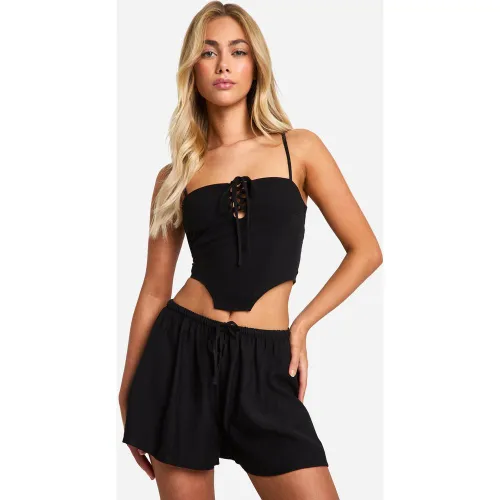 Corset À Lacets - Noir - 34, Noir - boohoo - Modalova
