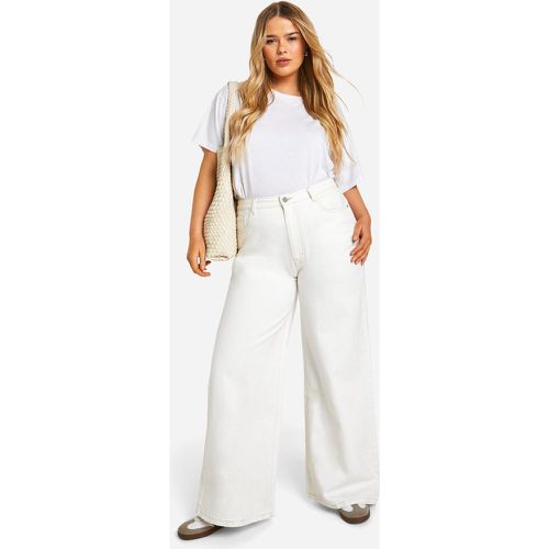 Grande Taille - Jean Large Taille Haute - Blanc Écru - 46, Blanc Écru - boohoo - Modalova