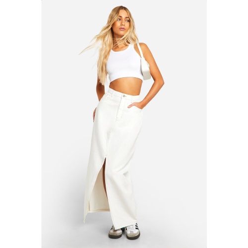 Jupe Longue Fendue En Jean - Blanc Écru - 34, Blanc Écru - boohoo - Modalova