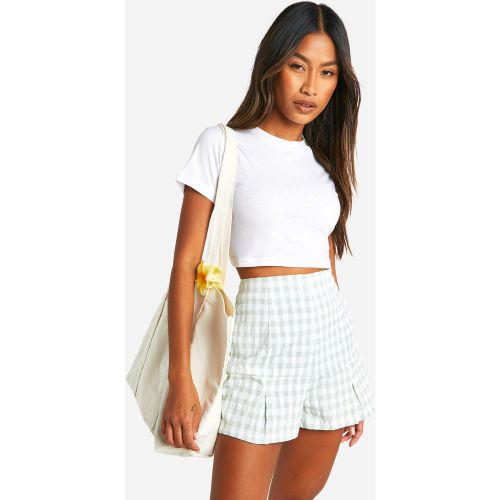 Mini-Jupe Plissée À Imprimé Vichy - 34 - boohoo - Modalova