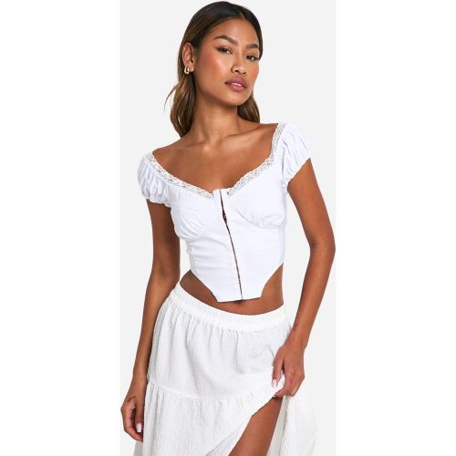 Corset En Crochet À Col Bardot - 34 - boohoo - Modalova