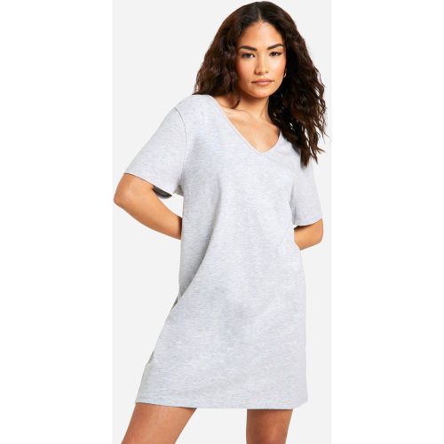 Petite" - Robe T-Shirt Oversize Basique À Col V - 34 - boohoo - Modalova