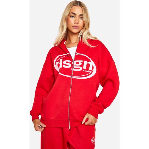 Sweat À Capuche Oversize Zippé À Slogan Dsgn Studio - S - boohoo - Modalova
