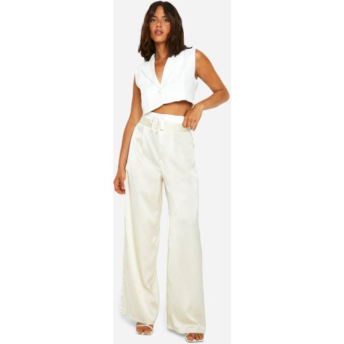 Pantalon Large Satiné - 36 - boohoo - Modalova