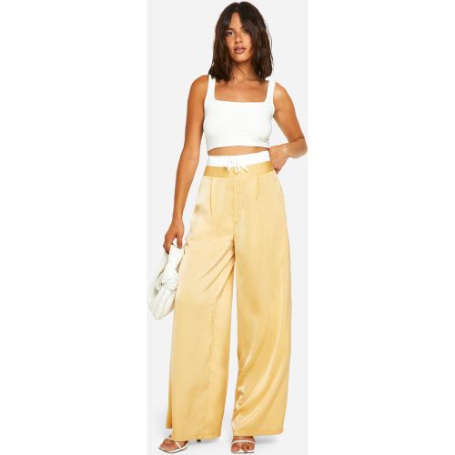 Pantalon Large Satiné - 42 - boohoo - Modalova