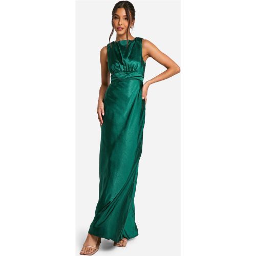 Robe De Demoiselle D'Honneur Satinée À Col Bénitier - Vert Émeraude - 36, Vert Émeraude - boohoo - Modalova