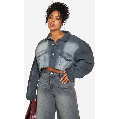 Grande Taille - Veste Longue Délavée En Jean - 44 - boohoo - Modalova