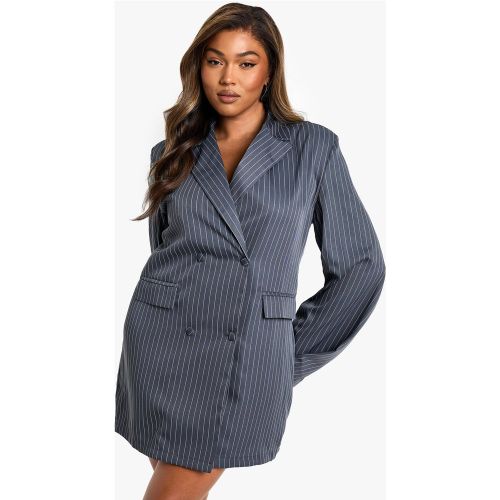 Grande Taille - Robe Blazer Rayée Oversize - 44 - boohoo - Modalova