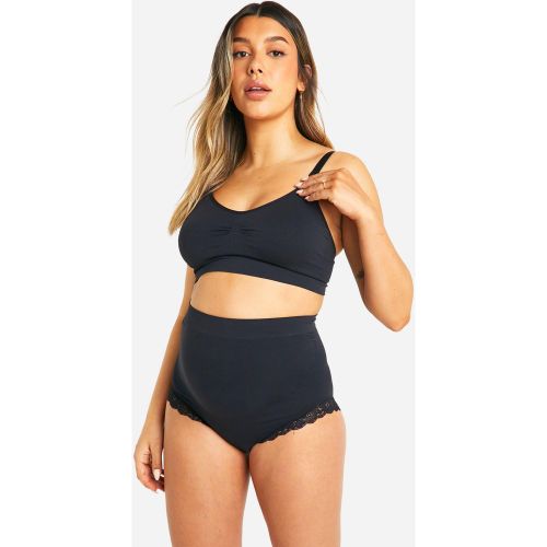 Maternité - Culotte De Grossesse À Bordures En Dentelle - L - boohoo - Modalova