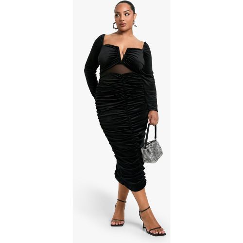 Grande Taille - Robe Mi-Longue En Velours - 44 - boohoo - Modalova