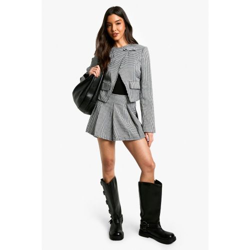 Mini-Jupe Plissée À Motif Pied-De-Poule - 36 - boohoo - Modalova