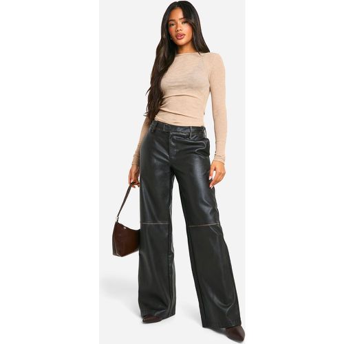 Pantalon Droit Taille Basse En Synthétique - 38 - boohoo - Modalova