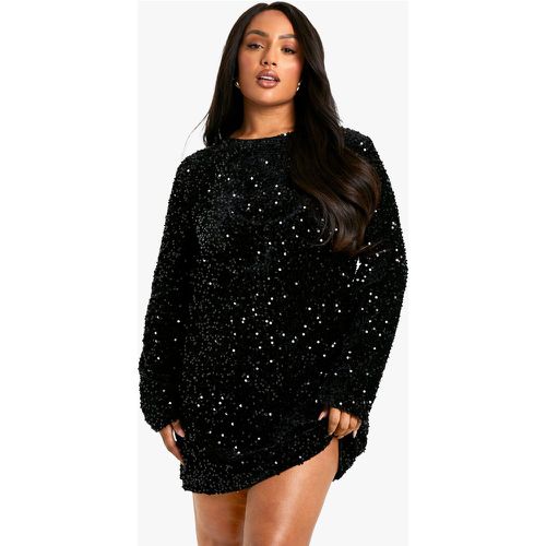 Grande Taille - Robe En Velours À Paillettes - 44 - boohoo - Modalova