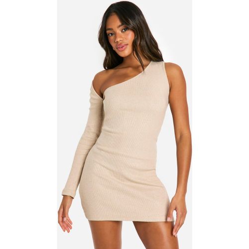 Robe Asymétrique Côtelée En Maille Brossée - 38 - boohoo - Modalova