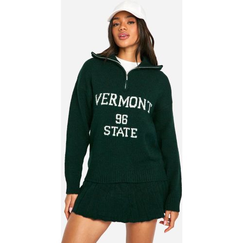 Pull Oversize Zippé En Maille - S - boohoo - Modalova