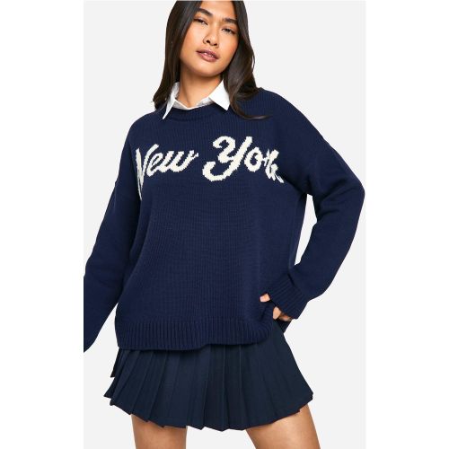 Pull Oversize À Col Ras-Du-Cou À Slogan New York - L - boohoo - Modalova