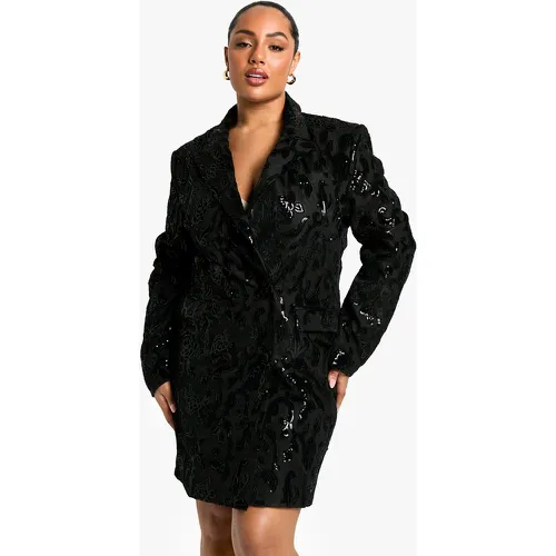 Grande Taille - Robe Blazer Damas - 48 - boohoo - Modalova