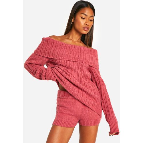 Ensemble En Maille Épaisse Avec Pull À Col Bateau Et Short - Xl - boohoo - Modalova