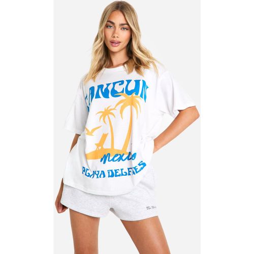T-Shirt Oversize Imprimé À Slogan Cancun - 34 - boohoo - Modalova