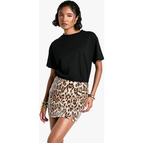 Tall" - Mini-Jupe Pailletée À Imprimé Léopard - 36 - boohoo - Modalova