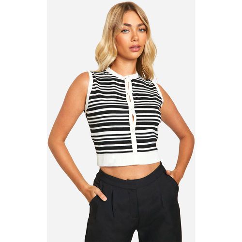 Top Rayé En Maille Légère Sans Manches - M - boohoo - Modalova